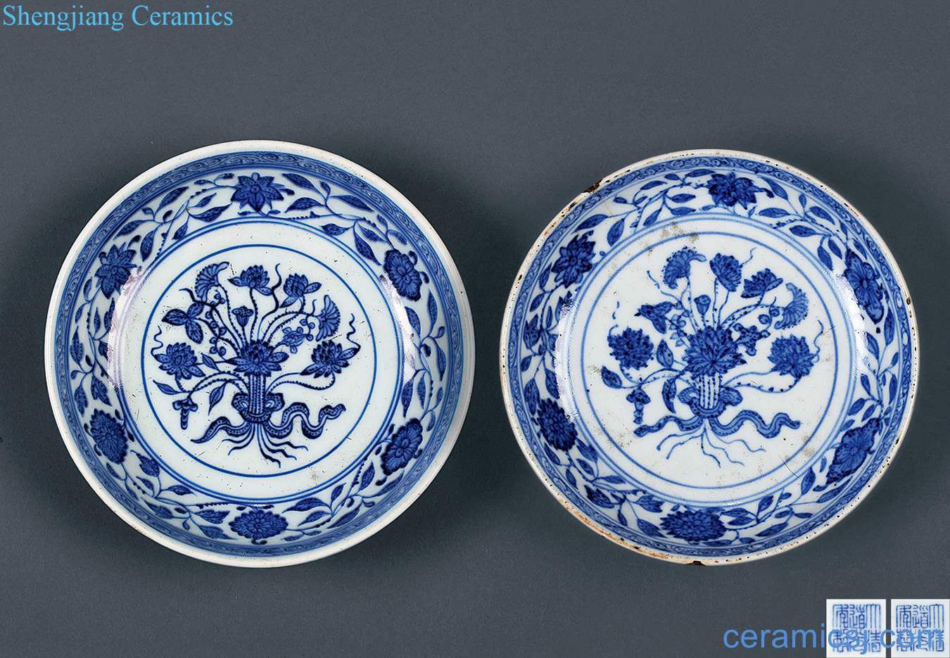Qing daoguang Blue on a lotus plate of dab of (a)
