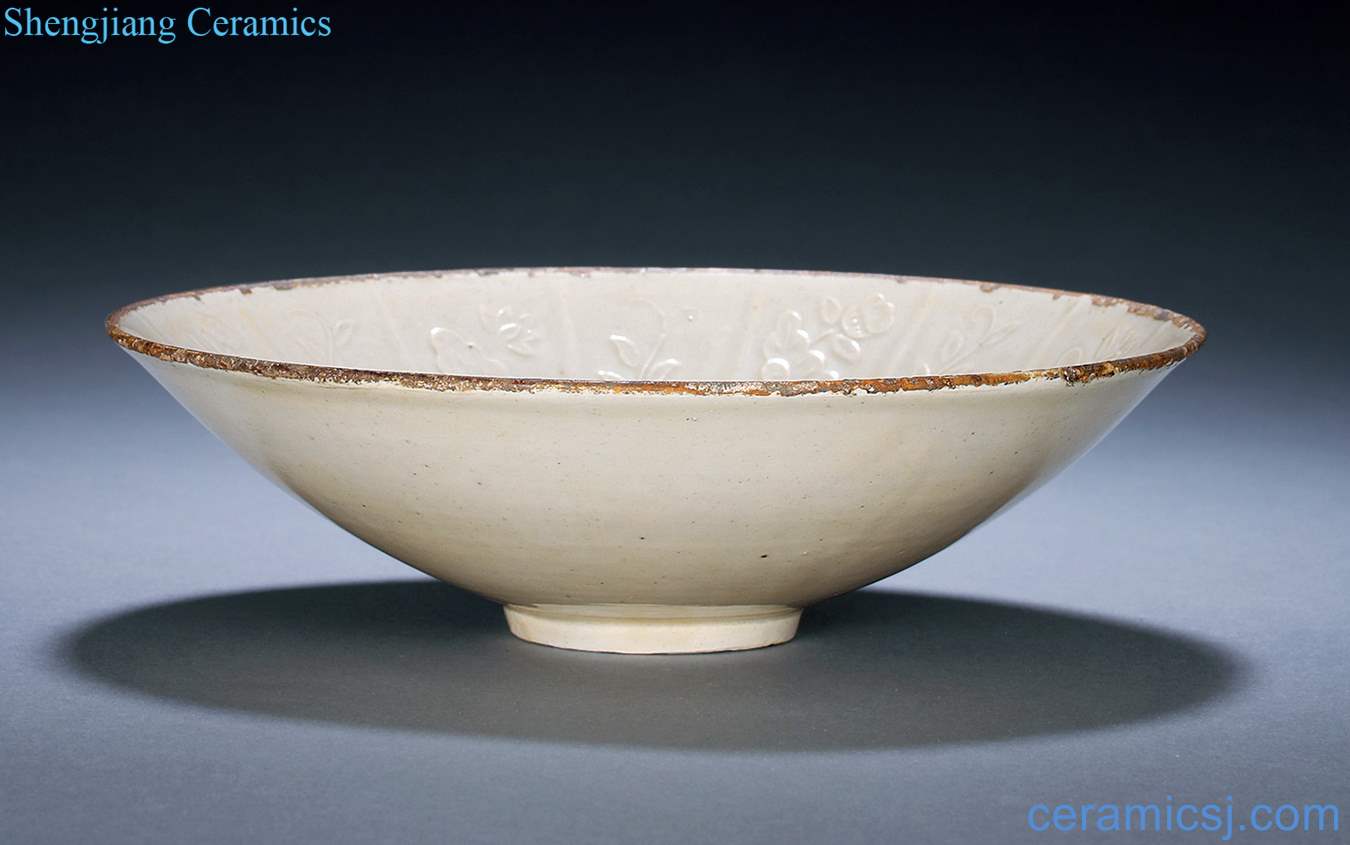 yuan White glazed stamps branch flowers dai li and bowls