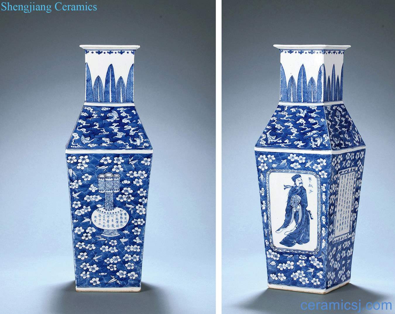 In late qing dynasty Blue and white one like spectrum bottle