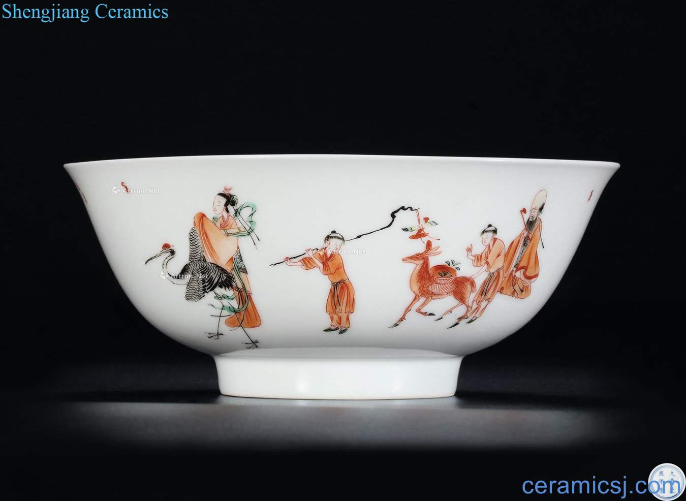The qing emperor kangxi alum group of fairy birthday chart red ink in the bowl