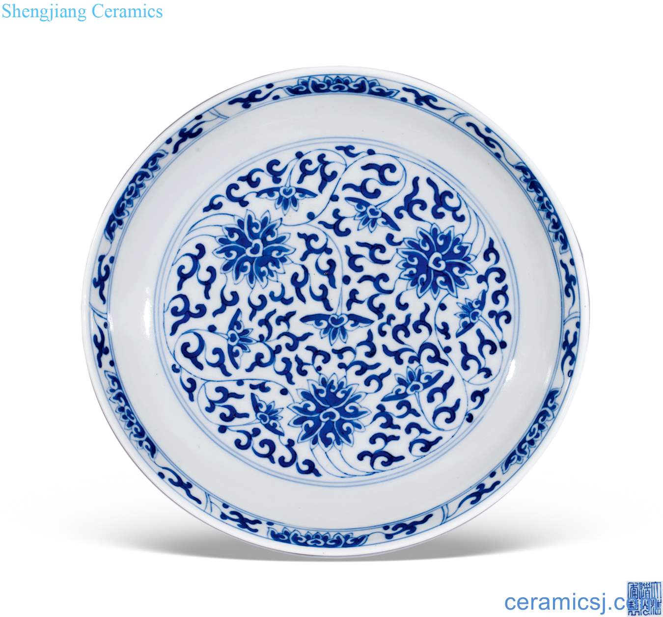 Qing daoguang Blue and white flower grain market branch