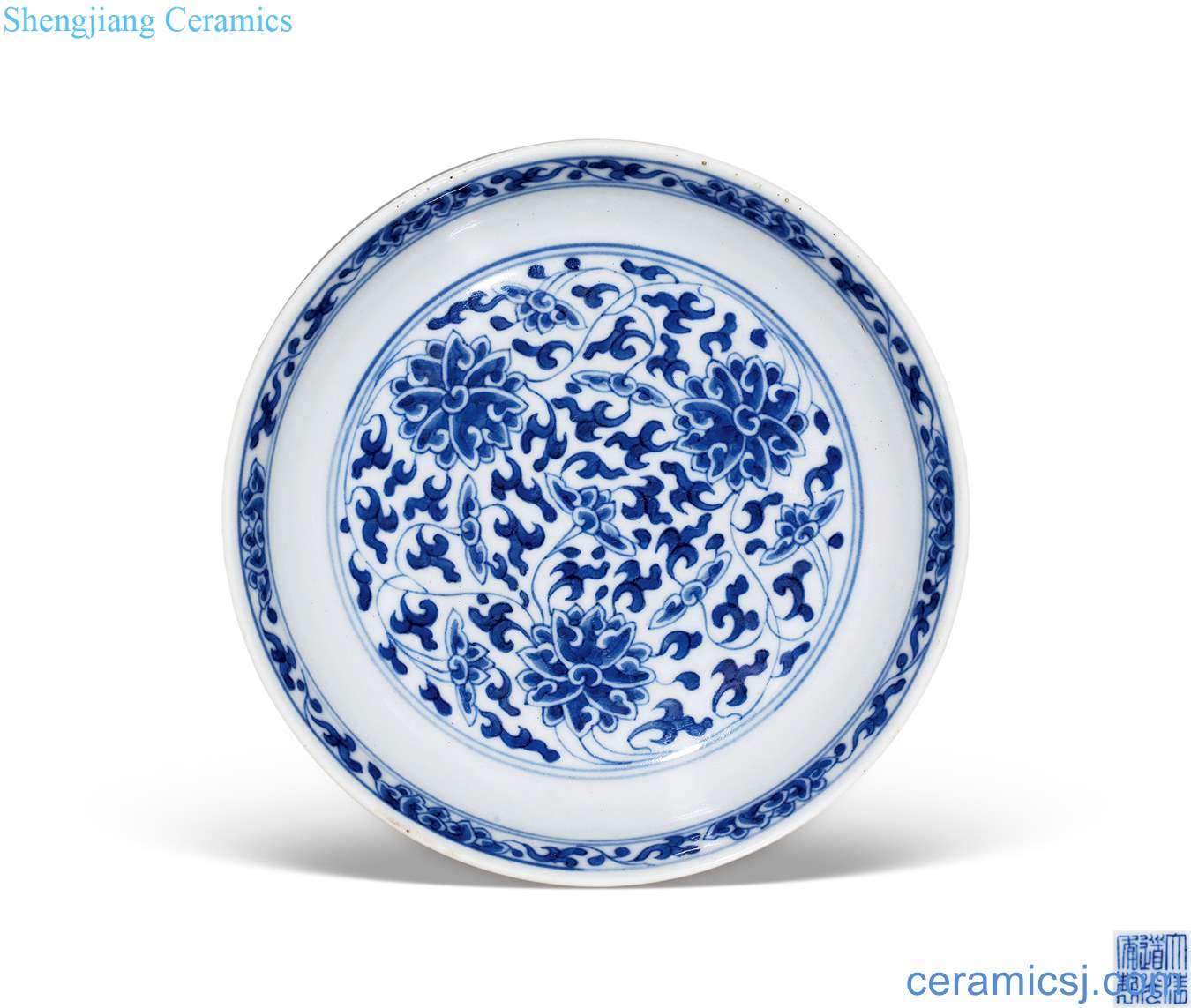 Qing daoguang Blue and white tie up flower tray