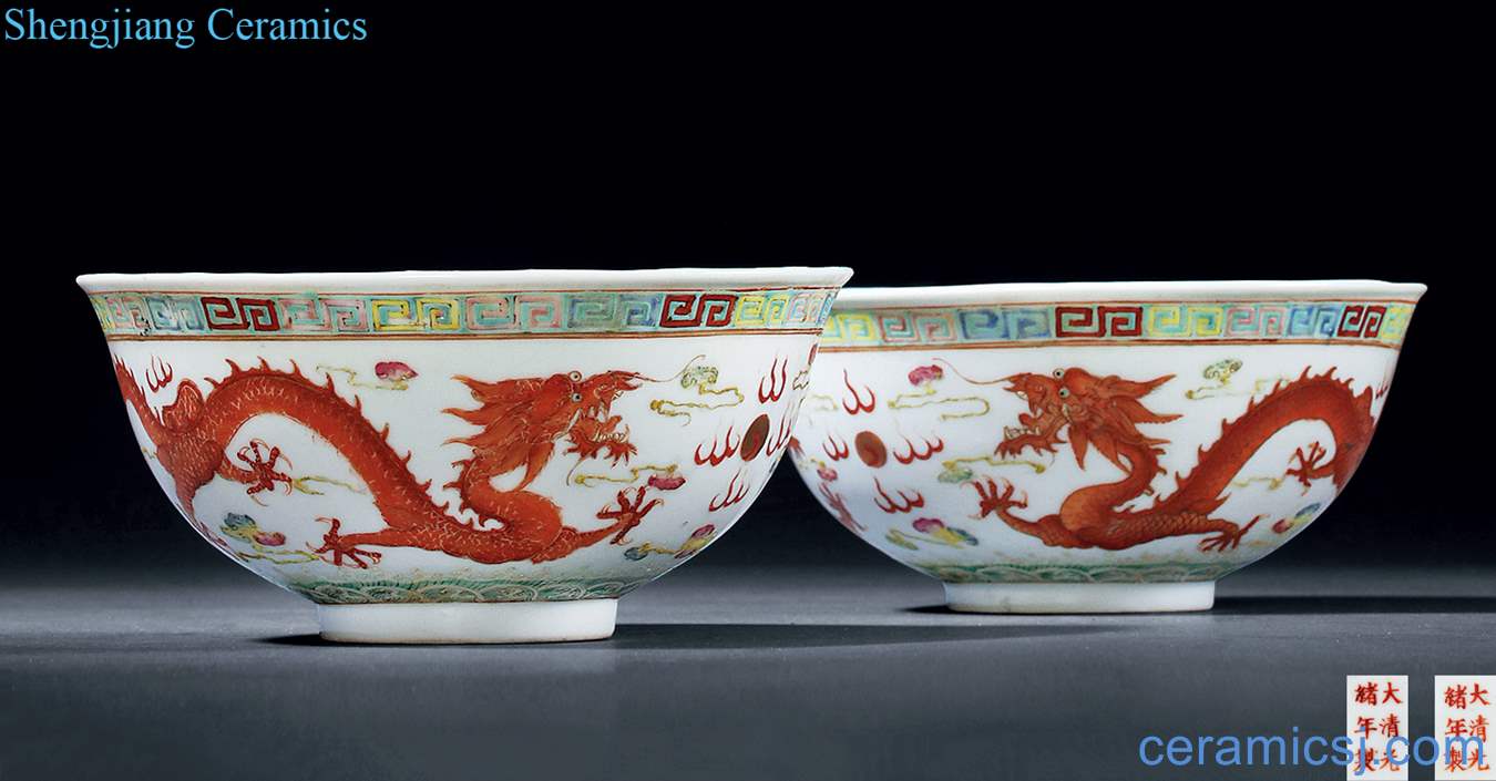 The colour dragon playing beads bowl reign of qing emperor guangxu (a)