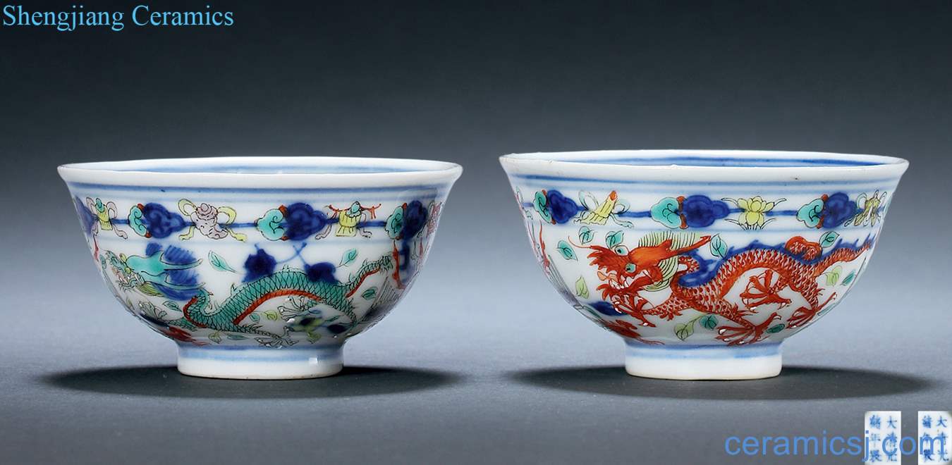 Qing guangxu Colorful longfeng small cup (a)