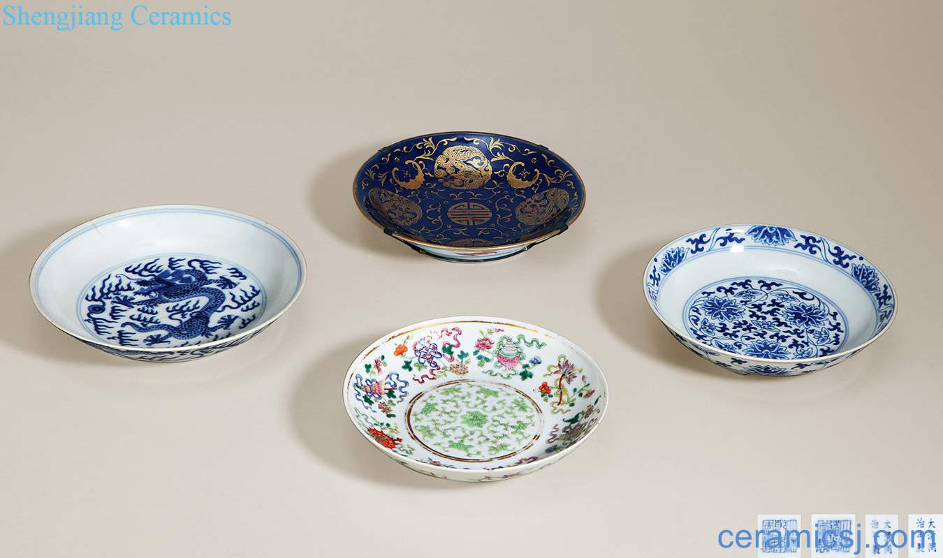 Qing qianlong,, together cure all kinds of porcelain, enamel, blue paint plate (4)
