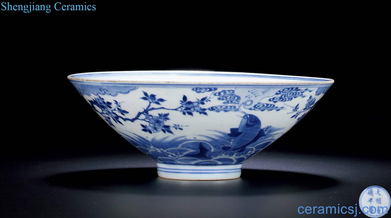 The qing emperor kangxi porcelain bowl out of the water fish grain dai li