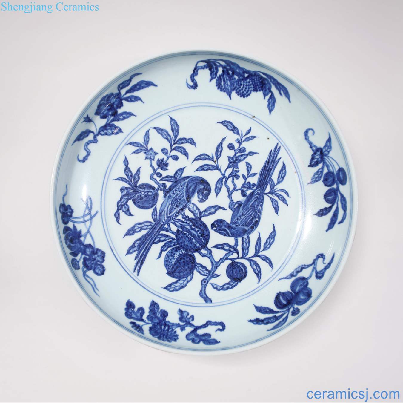 qing Blue and white flower on peach grain market