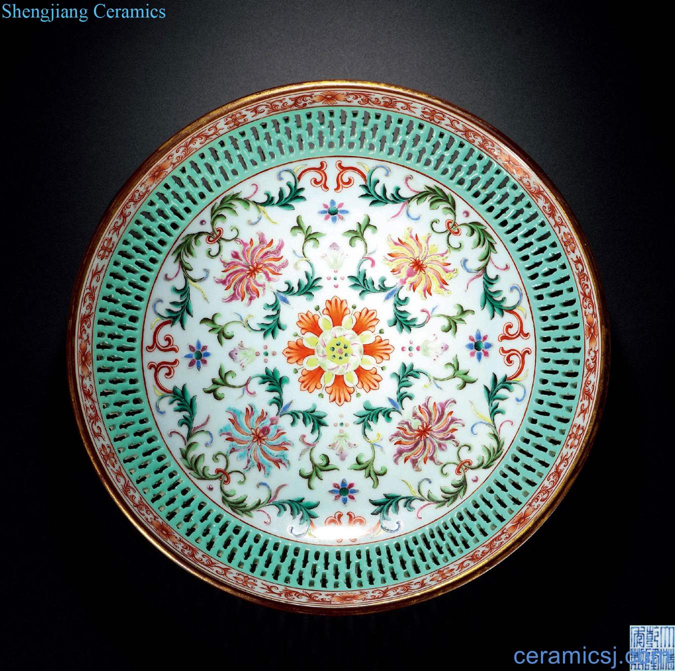 Qing qianlong the hollow out flower disc