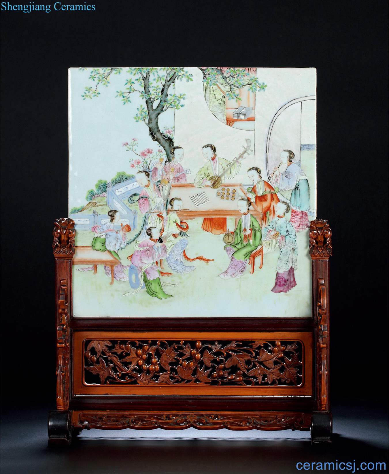 Qing qianlong pastel ten beautiful plaque