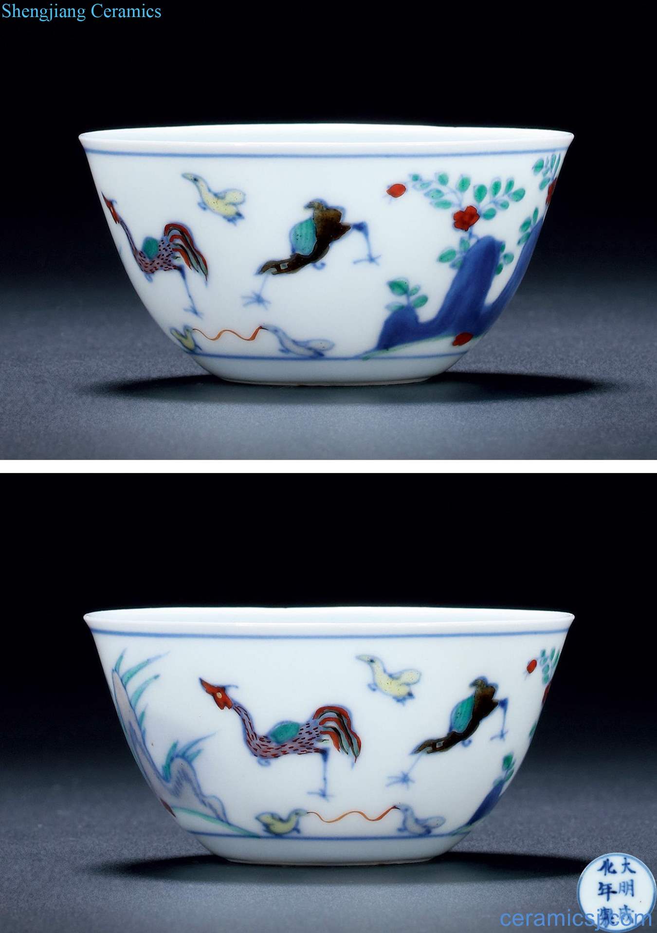 The qing emperor kangxi imitation chenghua color bucket cylinder cup chicken