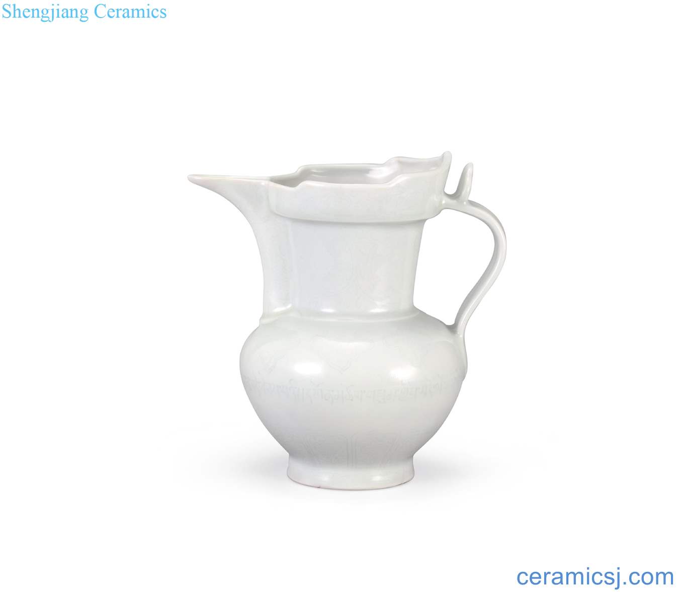 Ming yongle Sweet white glaze dark moment for peace praise ﹂ lotus flower pattern mitral pot