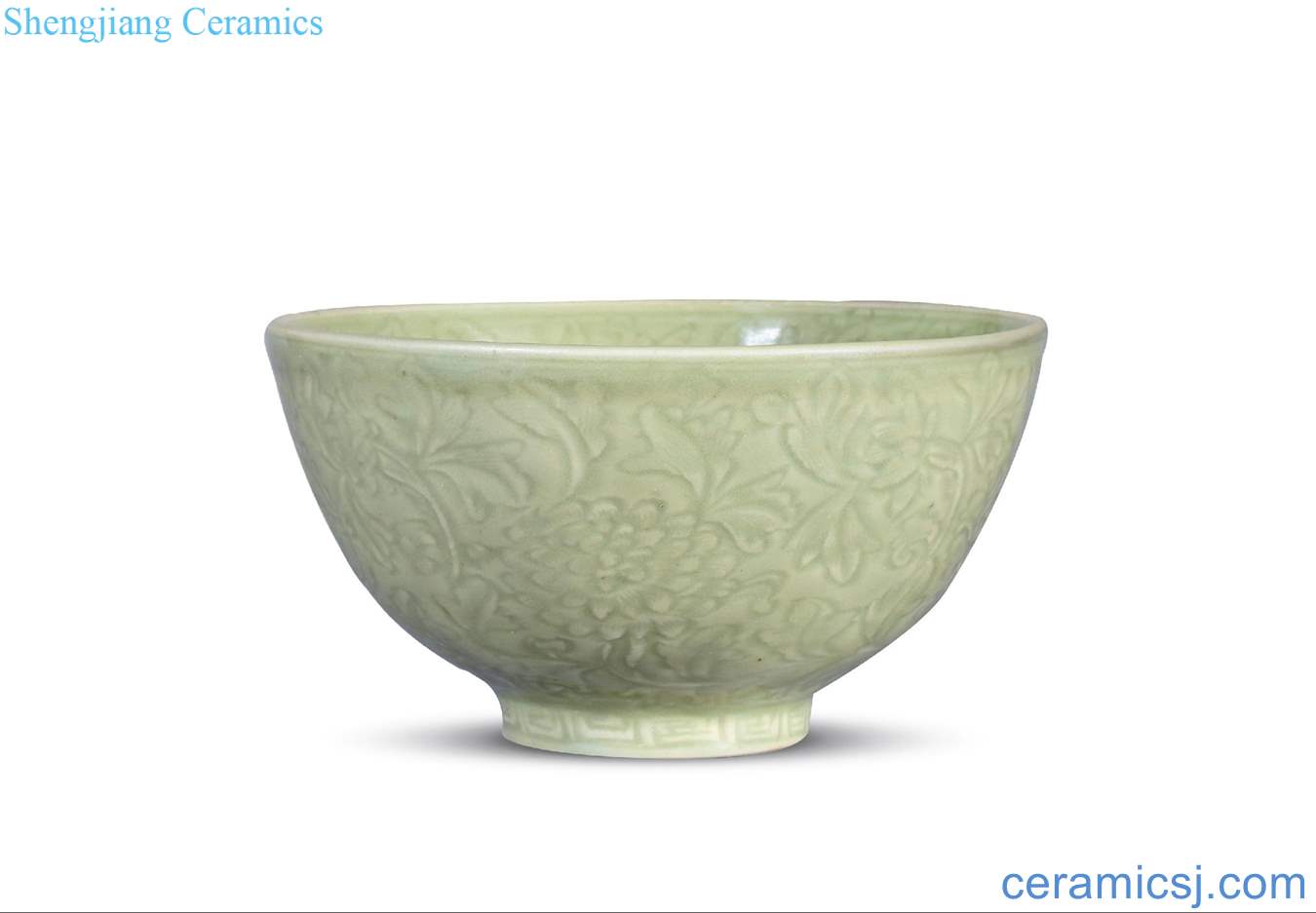 Ming yongle Longquan celadon carved flower bowls bound branches