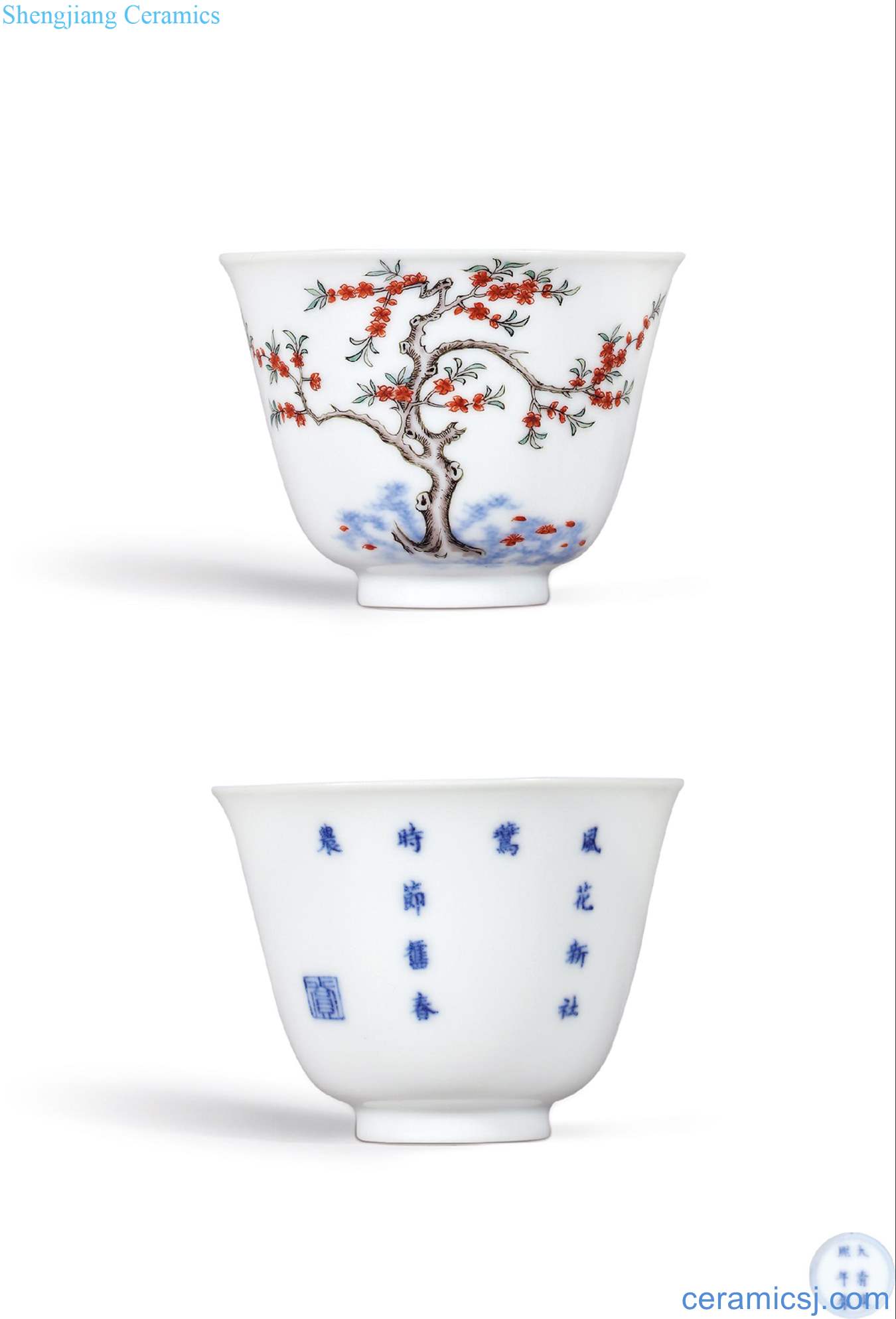 The qing emperor kangxi colorful flora cup "peach blossom in March"