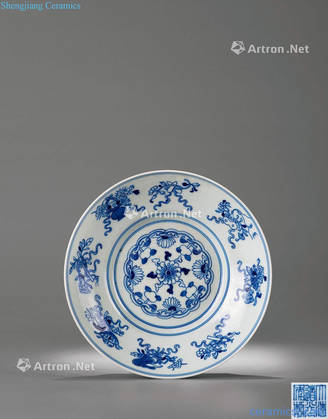 Qing daoguang Blue and white light tracing in a tray