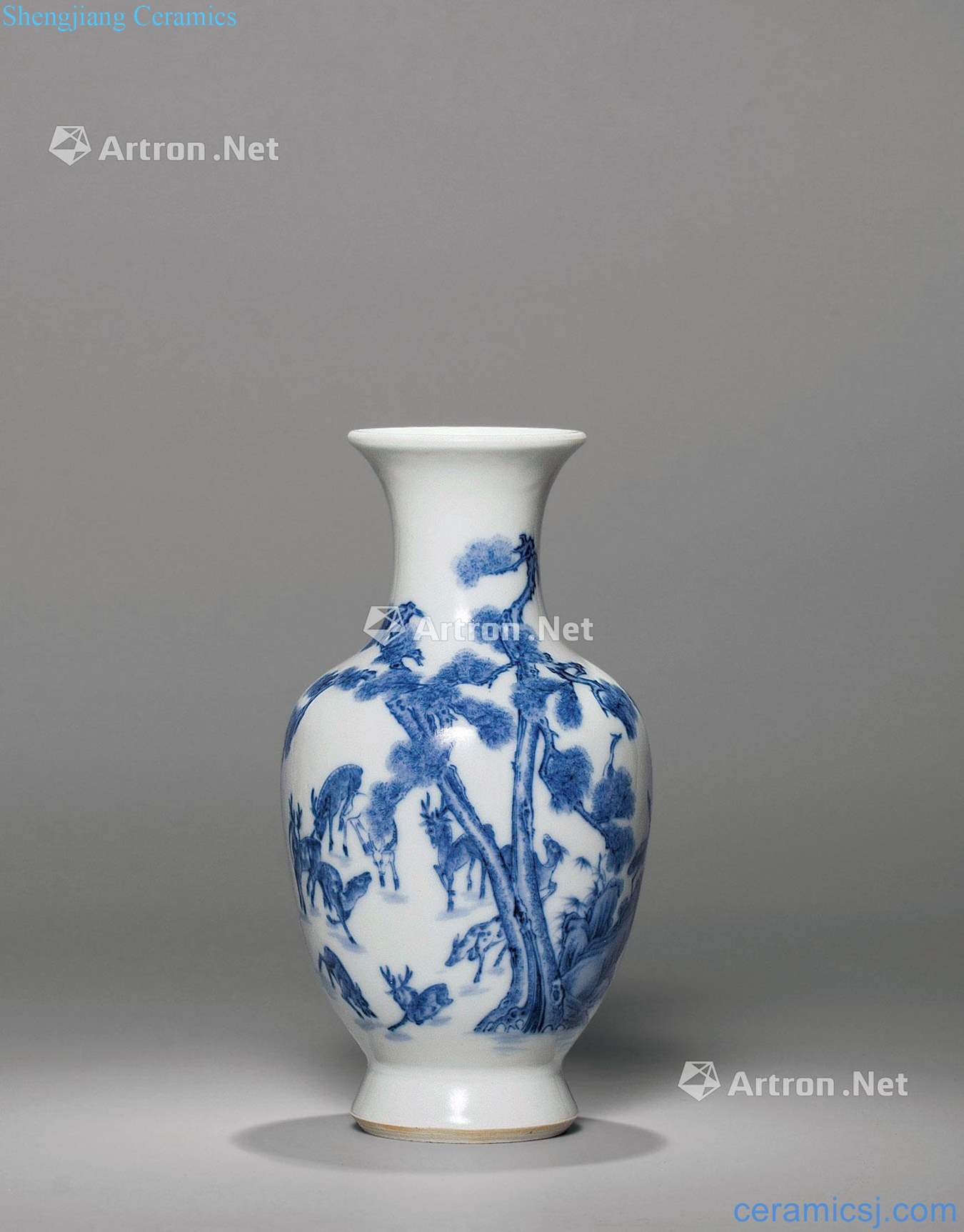 qing Blue and white deer loose grain small bottle