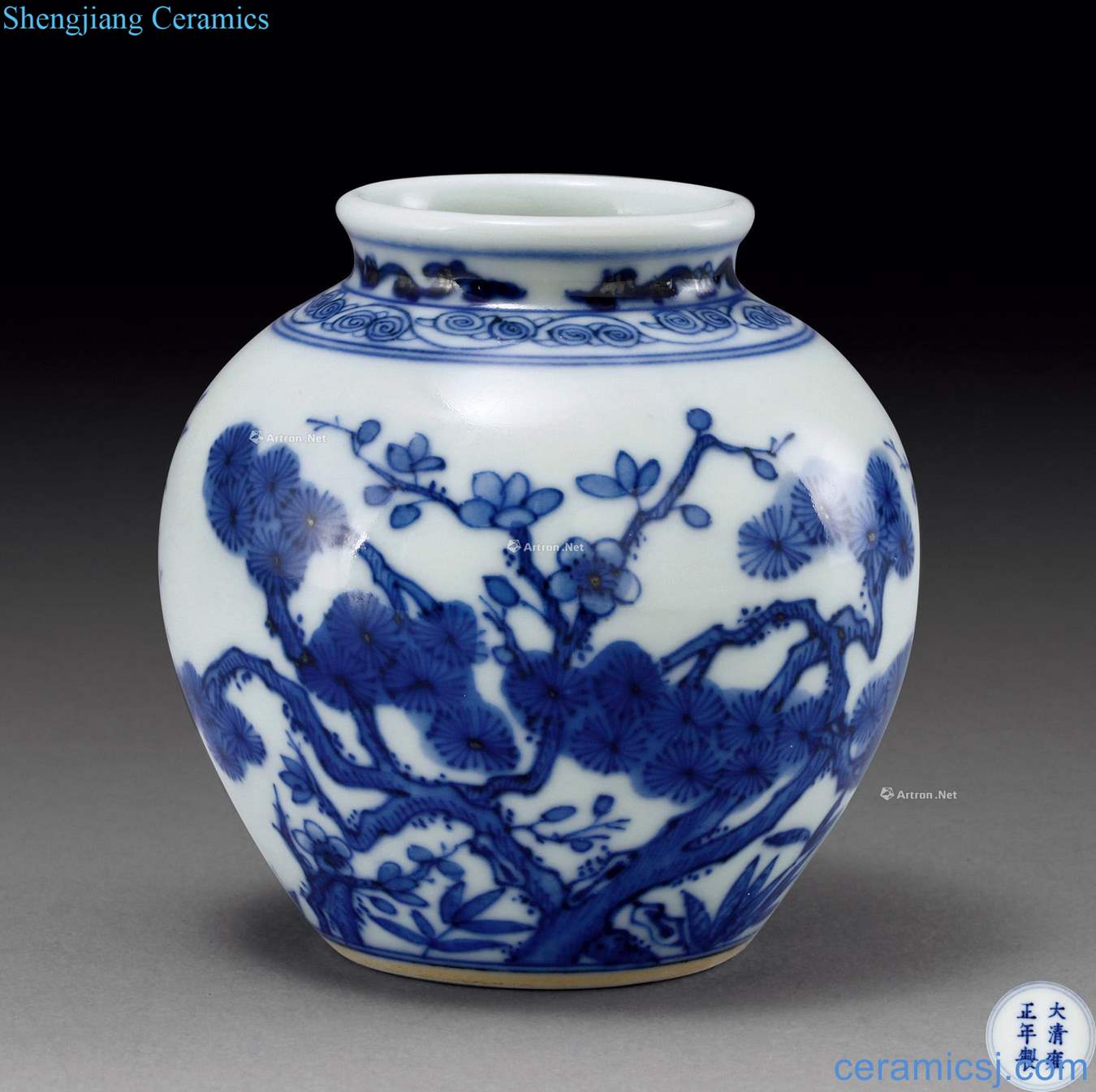 Qing yongzheng Blue and white, poetic cans