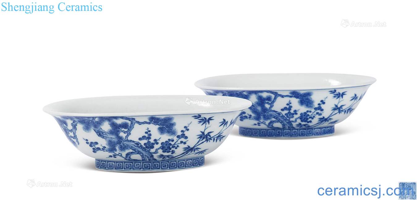 Qing daoguang Blue and white, poetic lines narcissus basin (a)