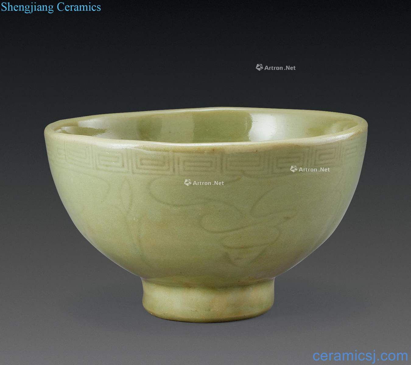 Ming Longquan celadon bowl engraved characters