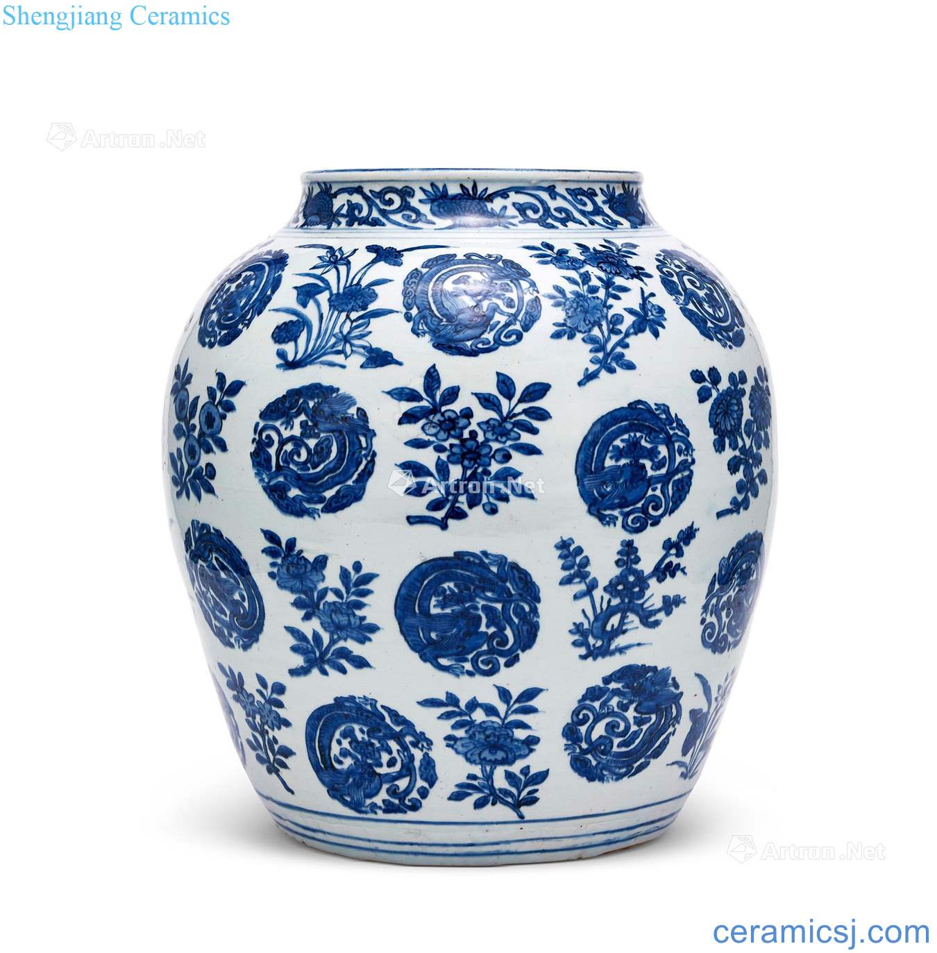 Ming jiajing Blue and white dragon grain large pot of flowers