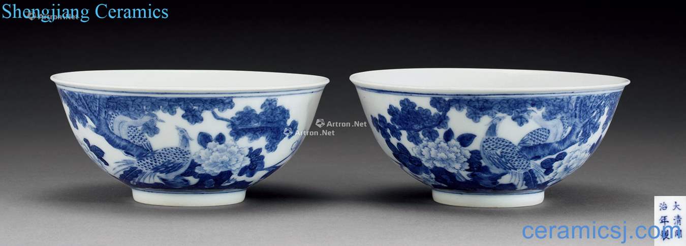 dajing Blue and white pheasant peony bowl (2)
