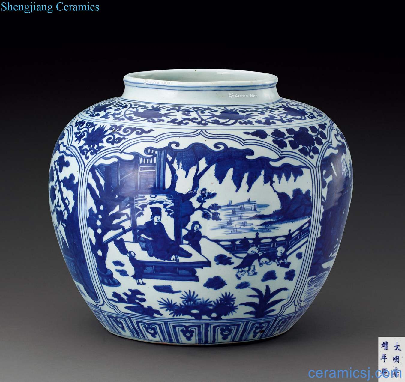 Ming jiajing Stories of medallion canister