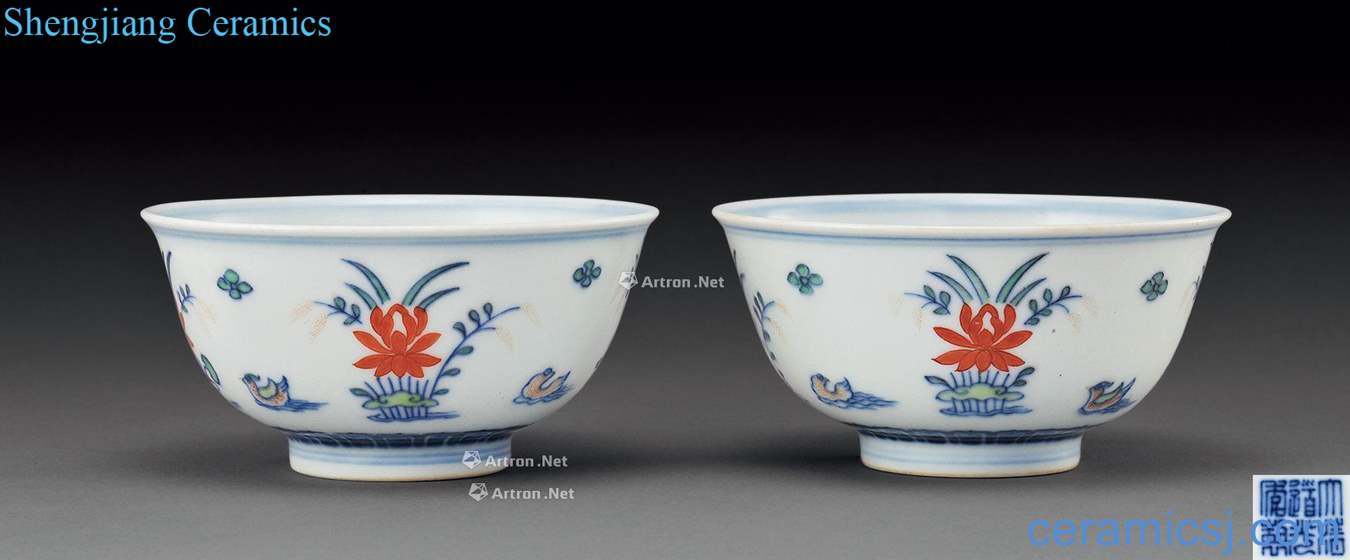 Qing daoguang bucket color lotus lotus yuanyang bowl (2)