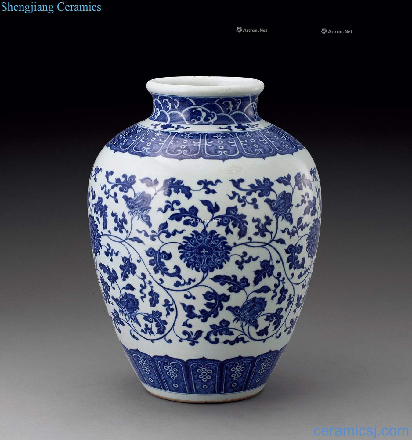 Qing qianlong Blue and white tie up branch flowers and plants
