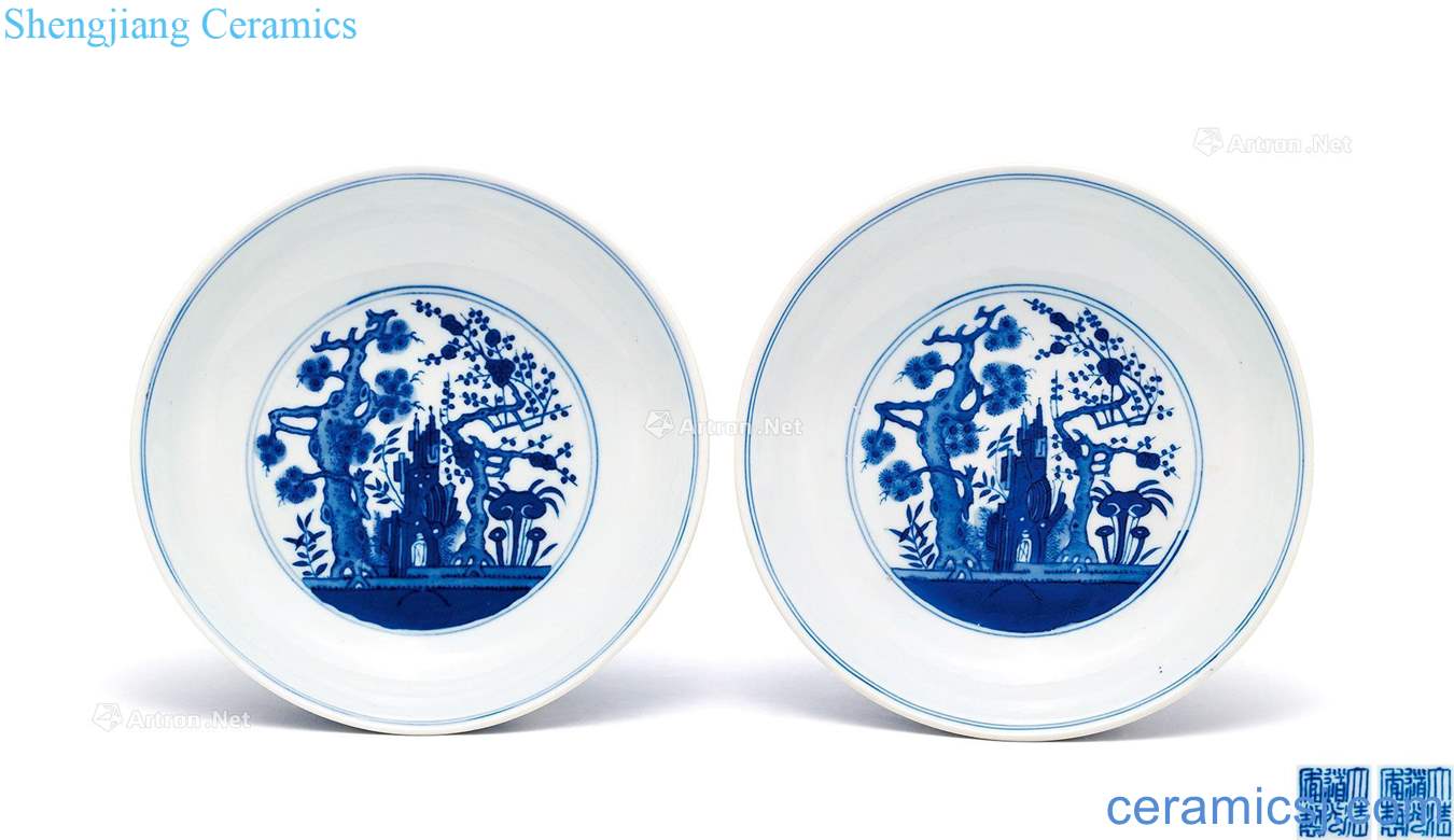 Qing daoguang Blue and white, poetic tray (a)