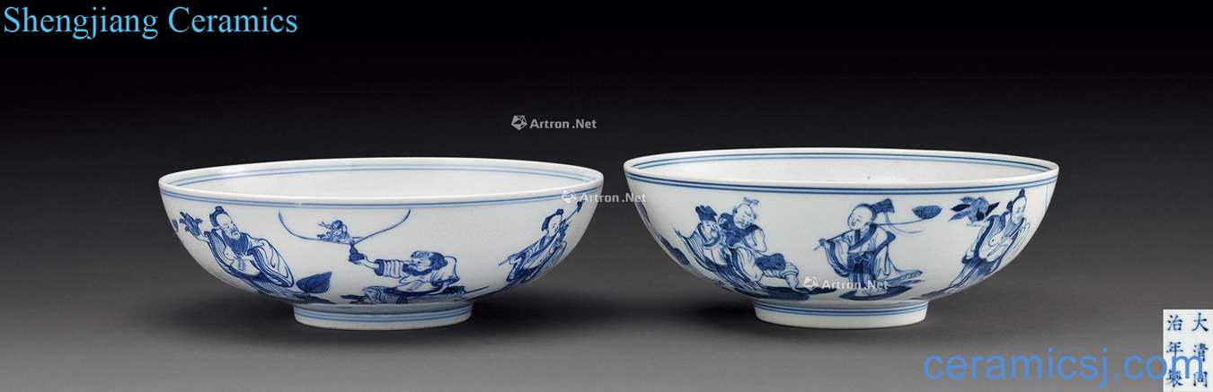 dajing Blue and white bowl of the eight immortals characters (2)
