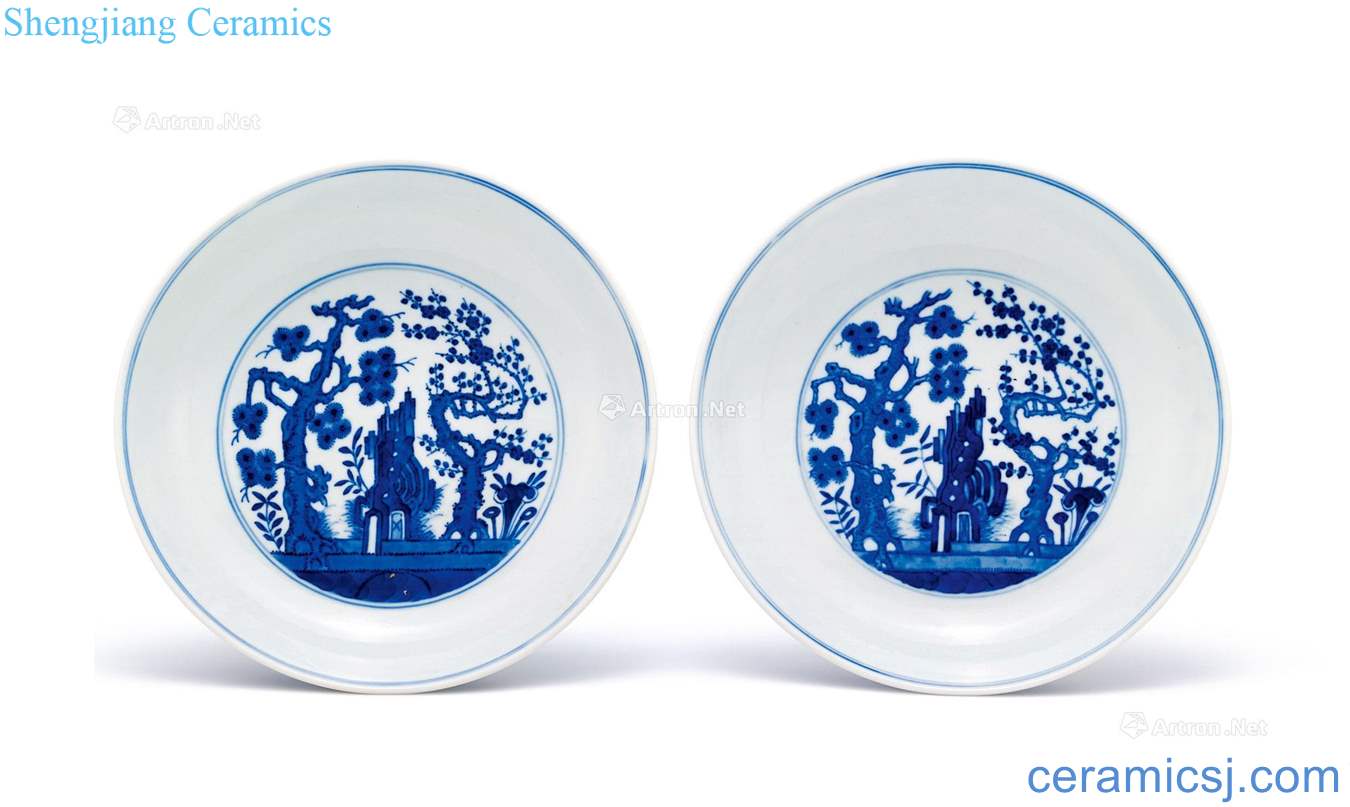 dajing Blue and white, poetic tray (a)