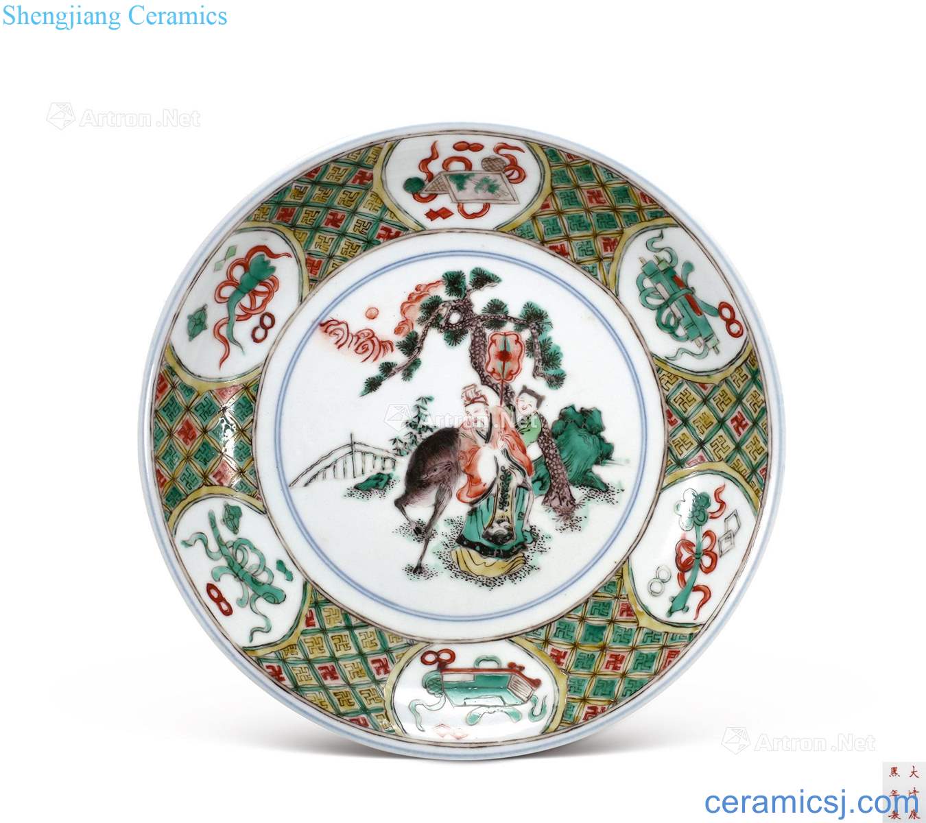 The qing emperor kangxi colorful word jin to dim the eight immortals fu lu shou tray