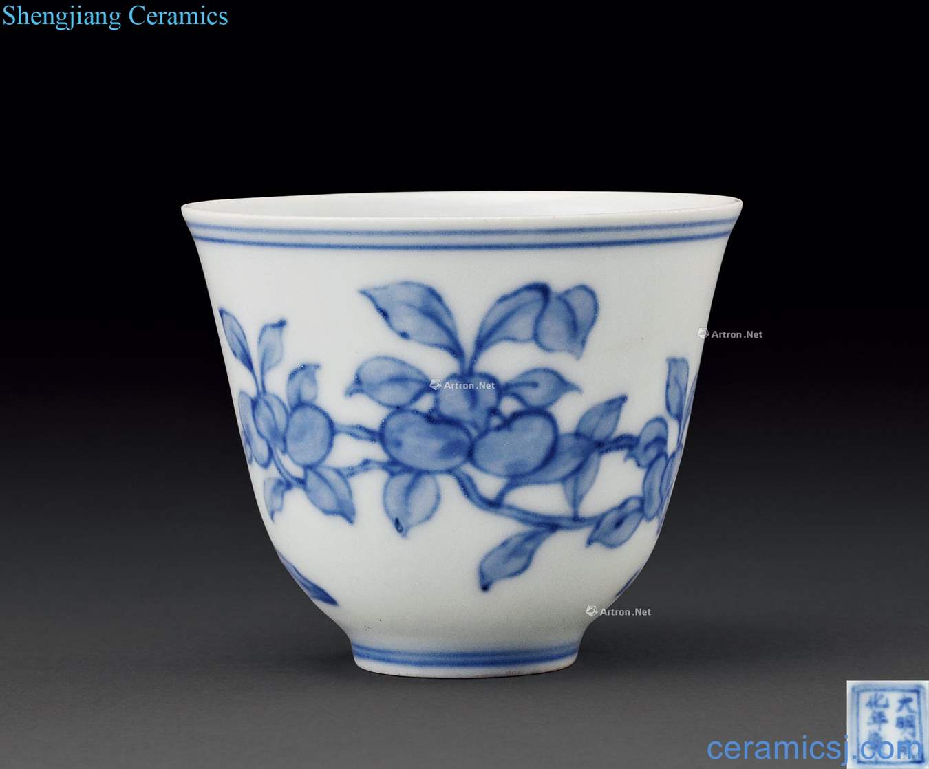 in Blue and white floral cup