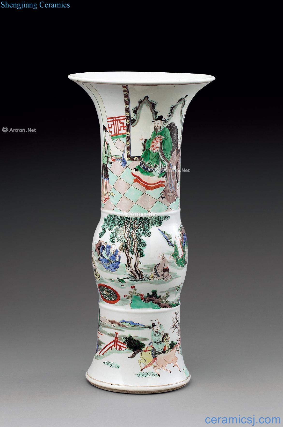 The qing emperor kangxi Flower vase with colorful landscape character story