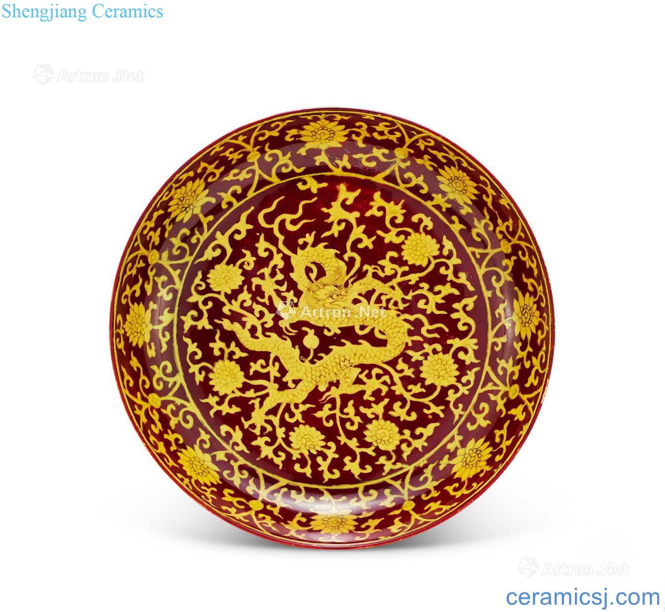 Ming jiajing Red rehmannia dragon wear pattern plate