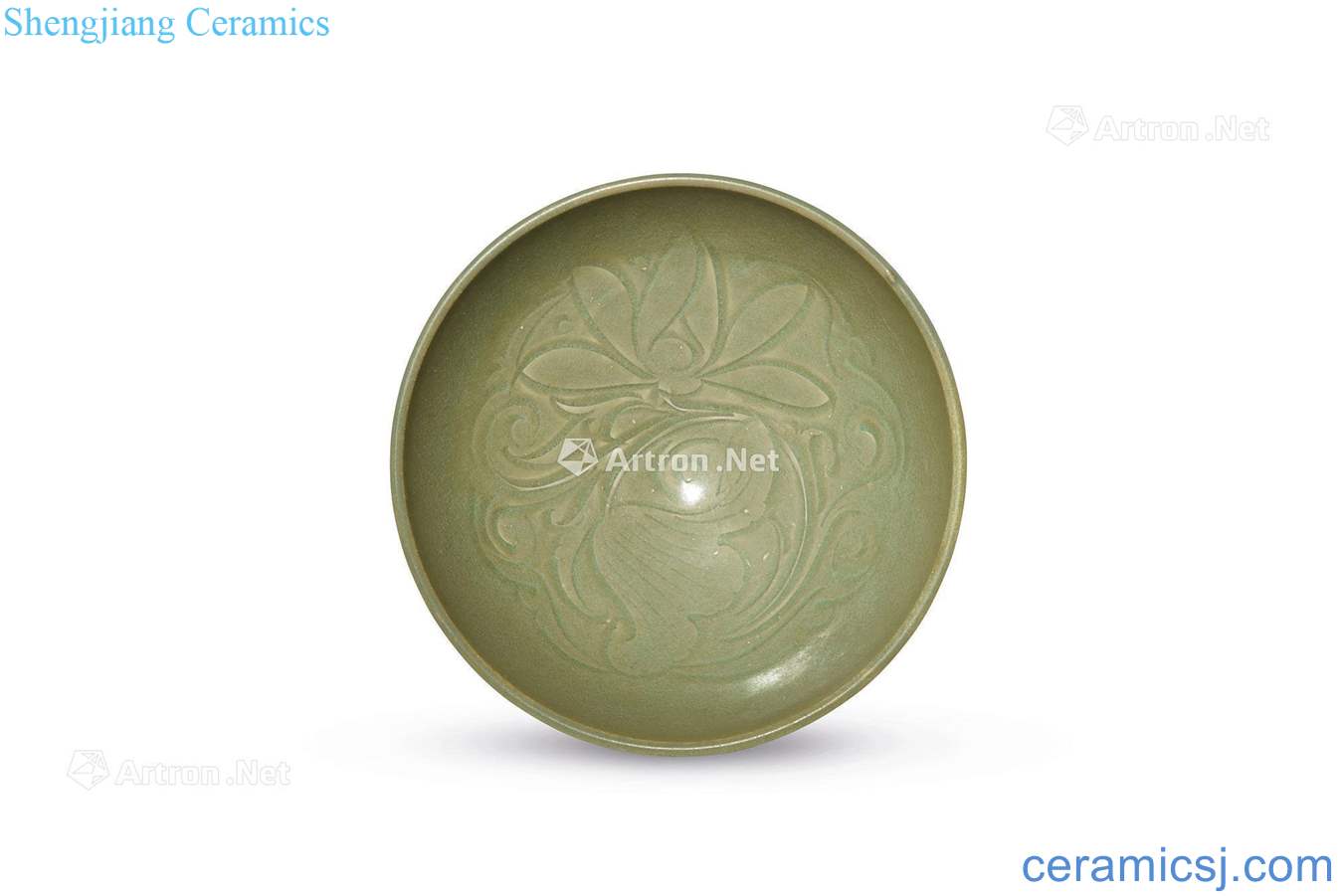 gold Yao state kiln green glaze hand-cut big bowl