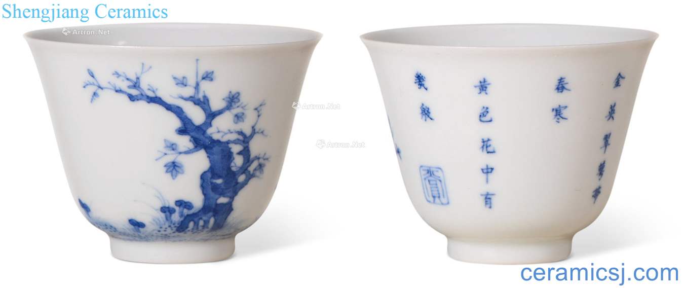 The qing emperor kangxi Blue and white twelve flora cup (2) only