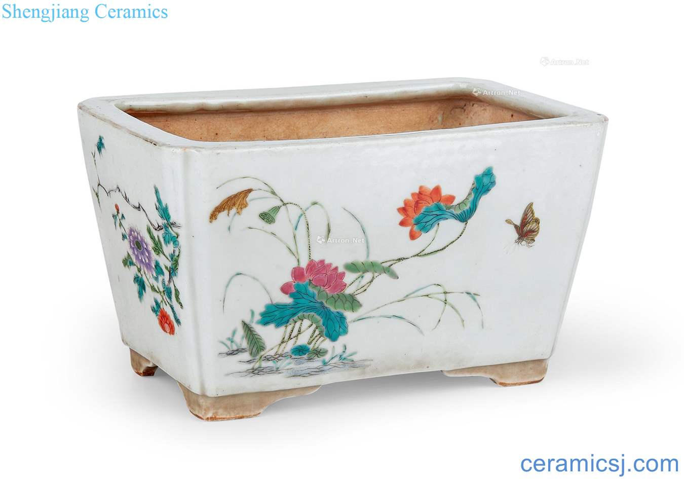 Mid qing pastel flower pot