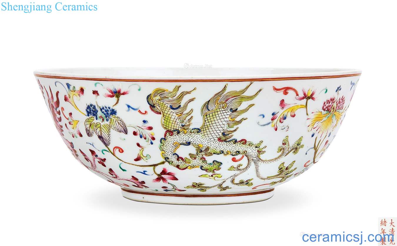 Pastel reign of qing emperor guangxu real talent chicken wear pattern big bowl