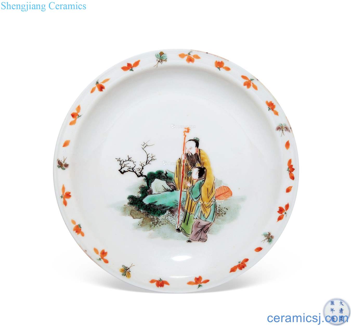 The qing emperor kangxi colorful figure plate cross