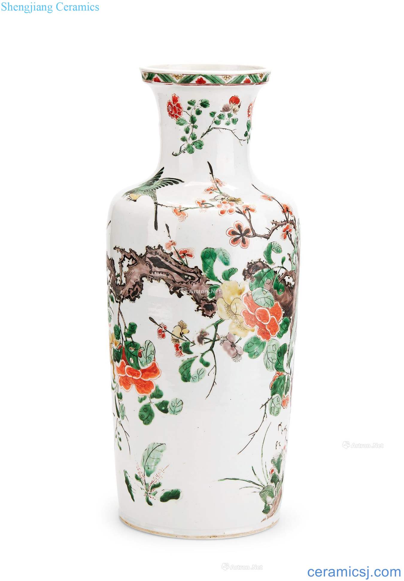 The qing emperor kangxi Colorful flowers and birds lines were bottles