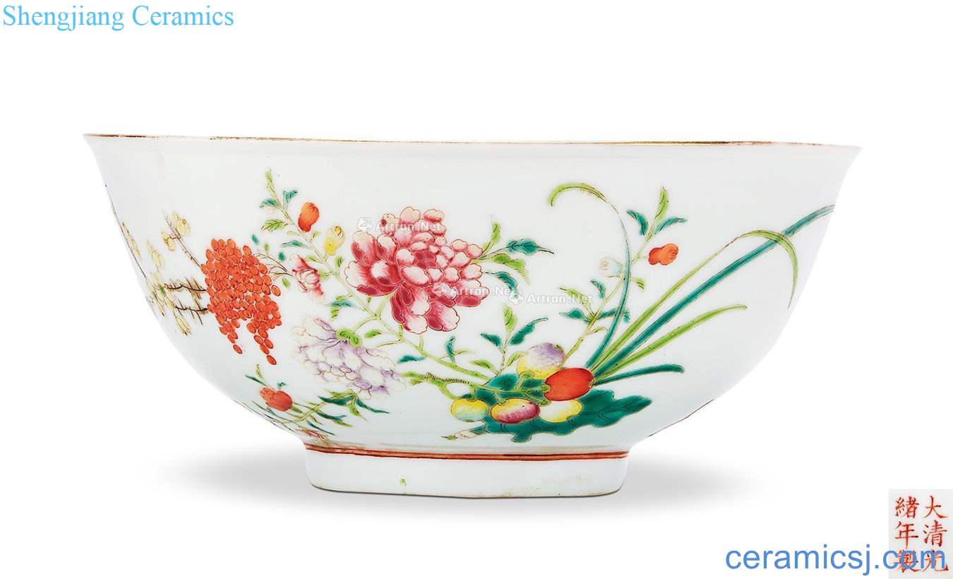 Qing guangxu famille rose flower bowls