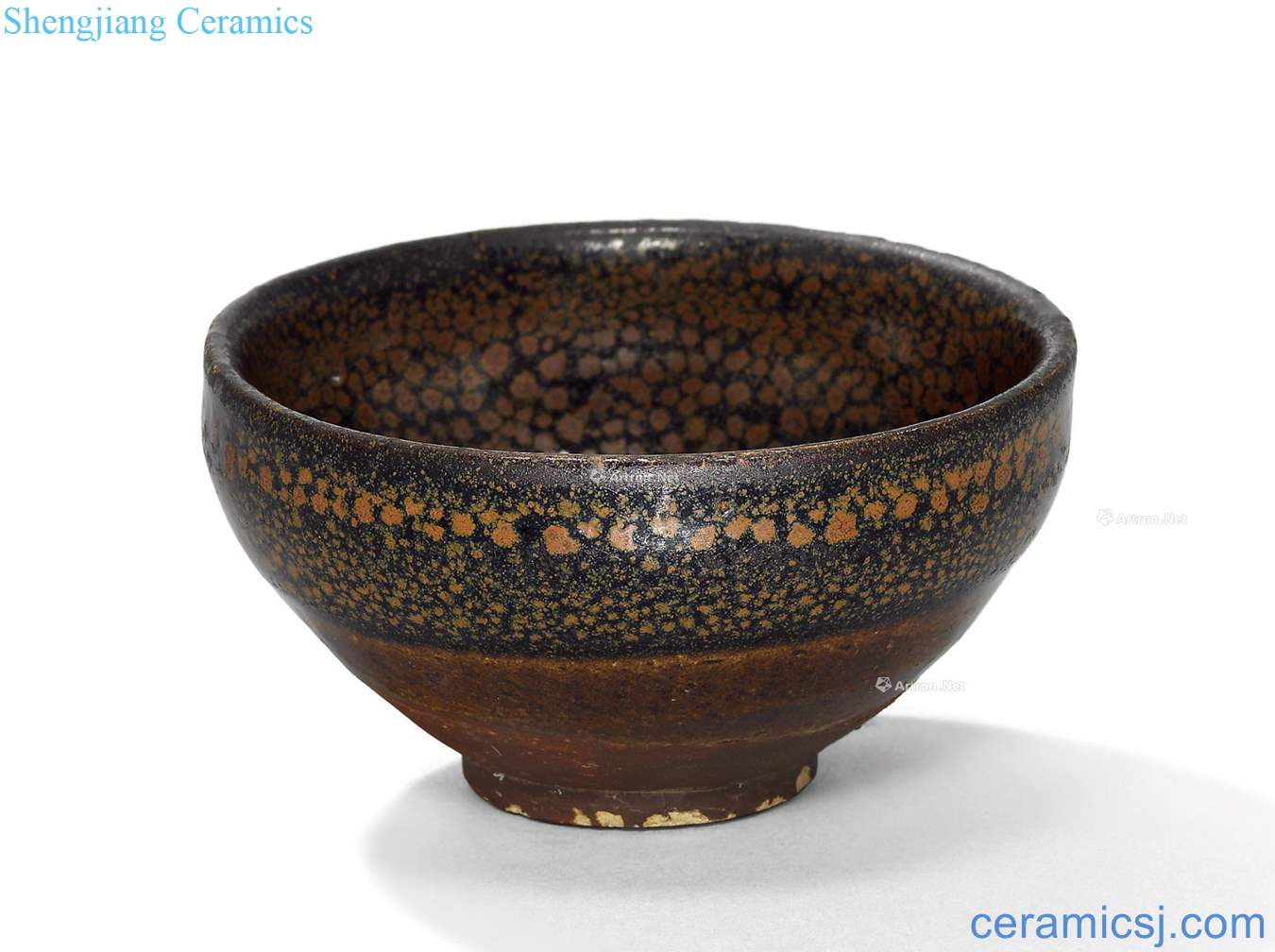 Northern song dynasty/gold Huai ren black glazed golden oil droplets small bowl