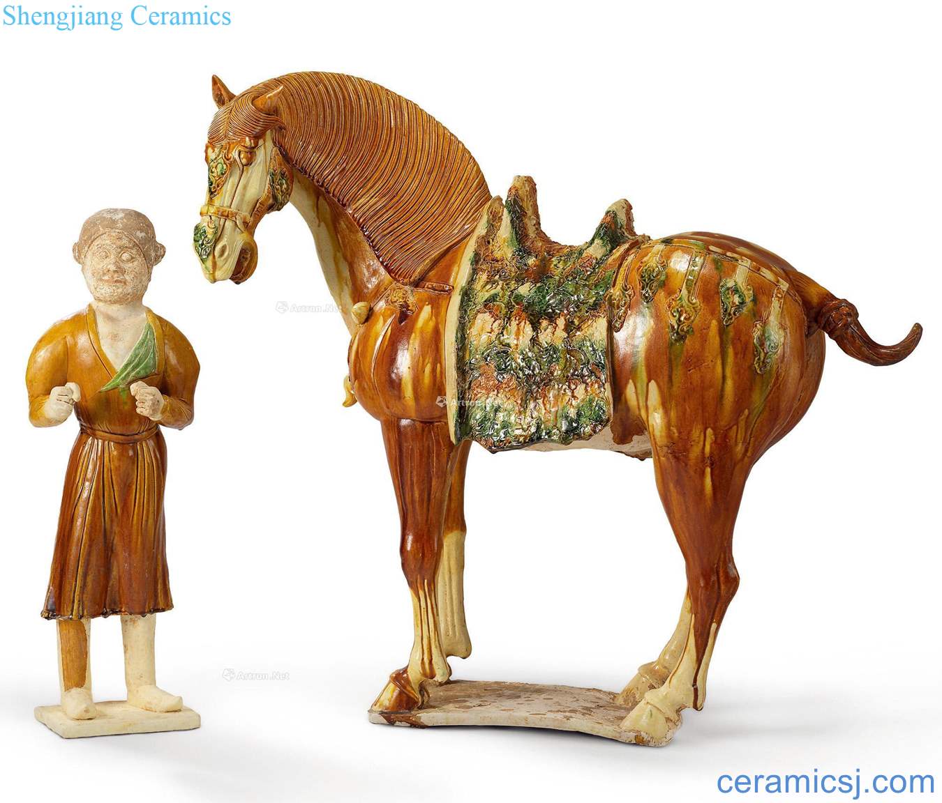 Tang three-color horse and horse figurines