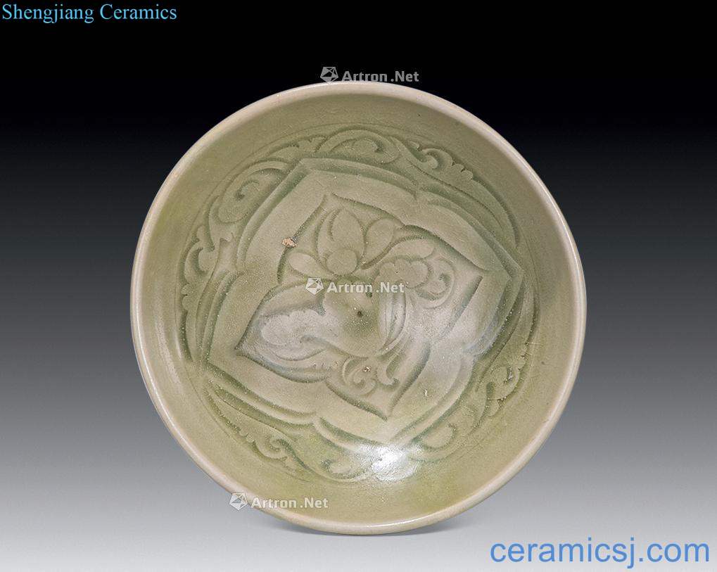 gold Yao state kiln green glaze hand-cut bowl