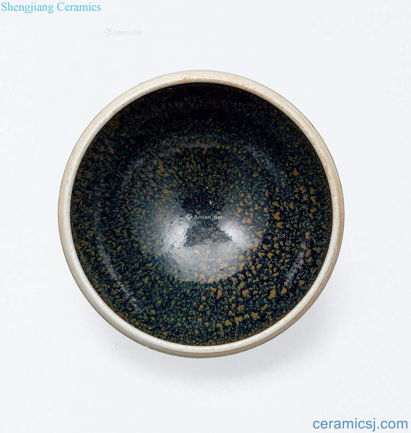 Gold/yuan Magnetic state kiln black glaze white wheel oil lamp