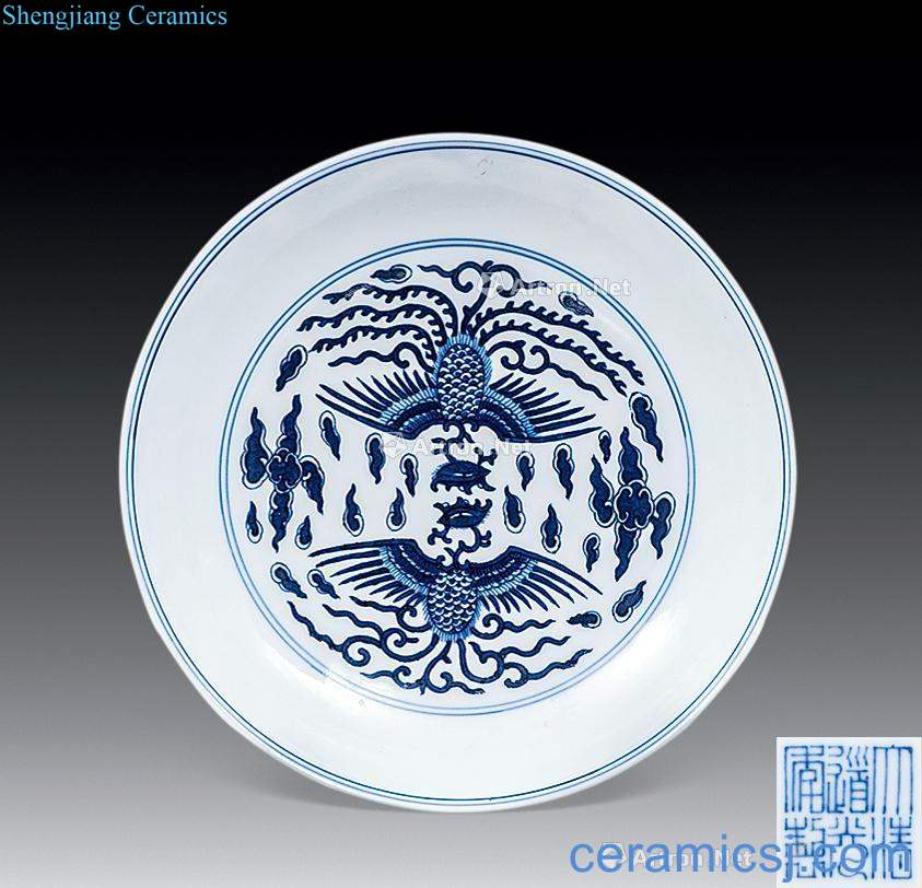 Qing daoguang Blue and white chicken tray