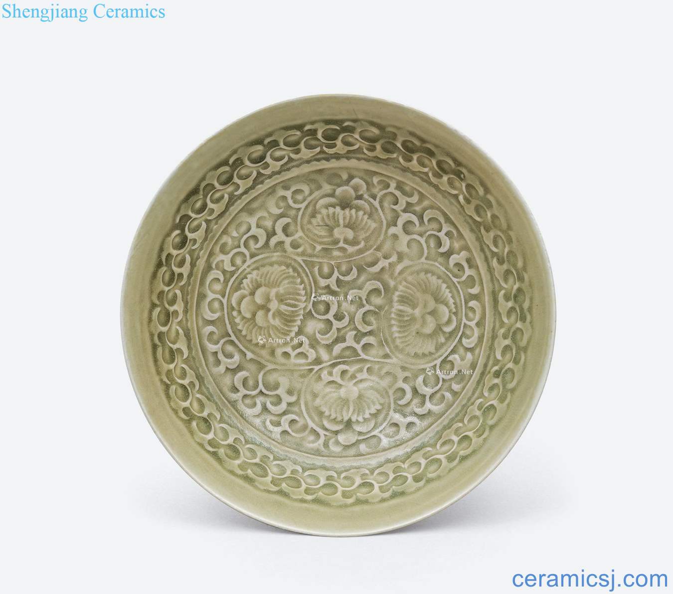 The song dynasty Yao states printed green glazed bowl