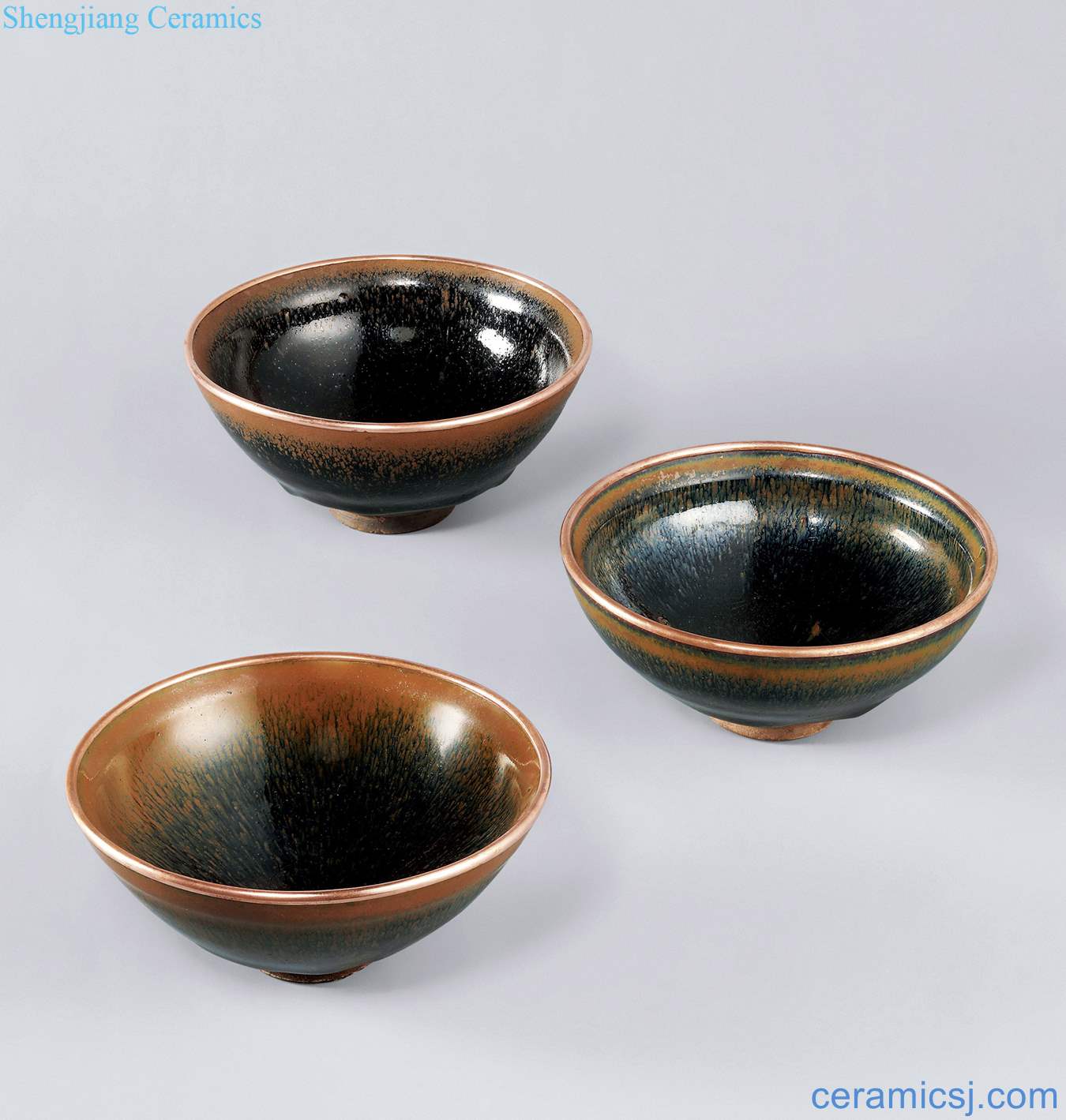 Gold (1115-1234), the black glaze blotches bowl (a group of three)