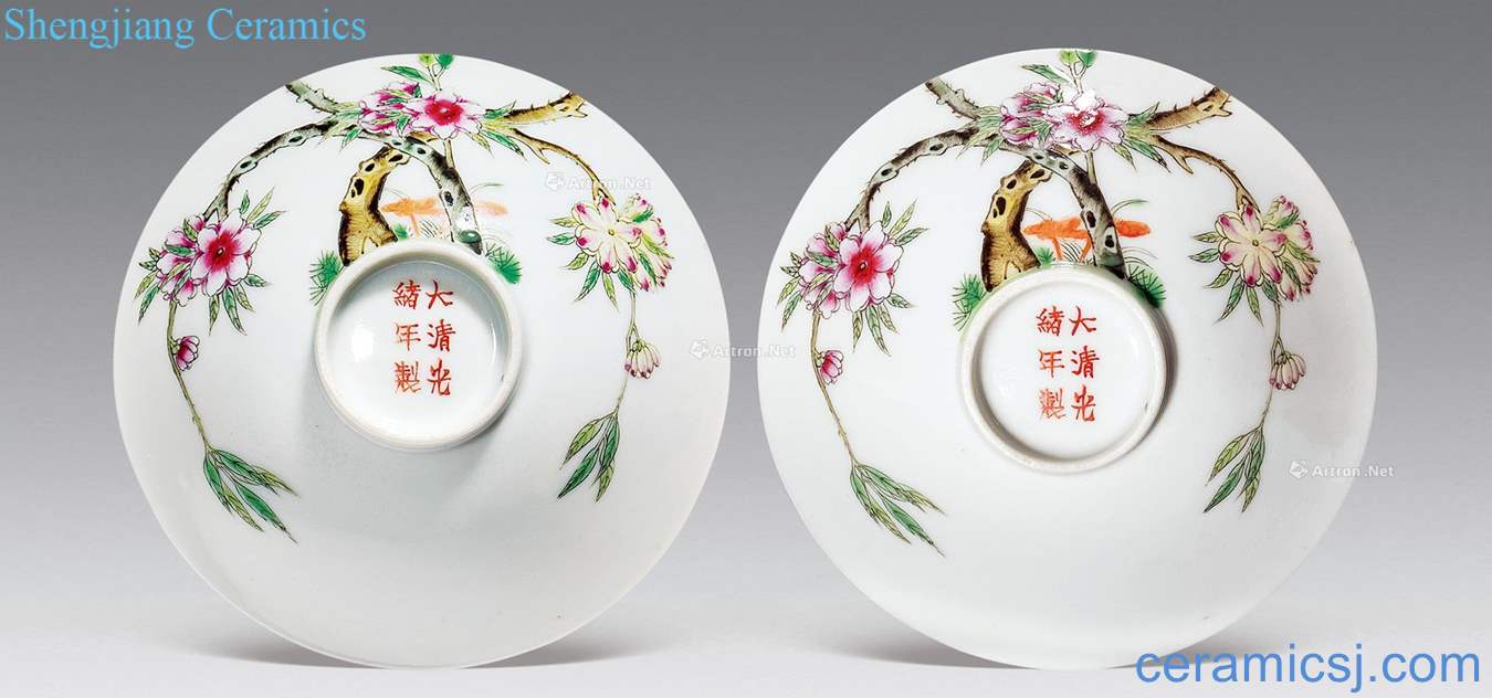 Pastel reign of qing emperor guangxu plum flower bowl wall (a)