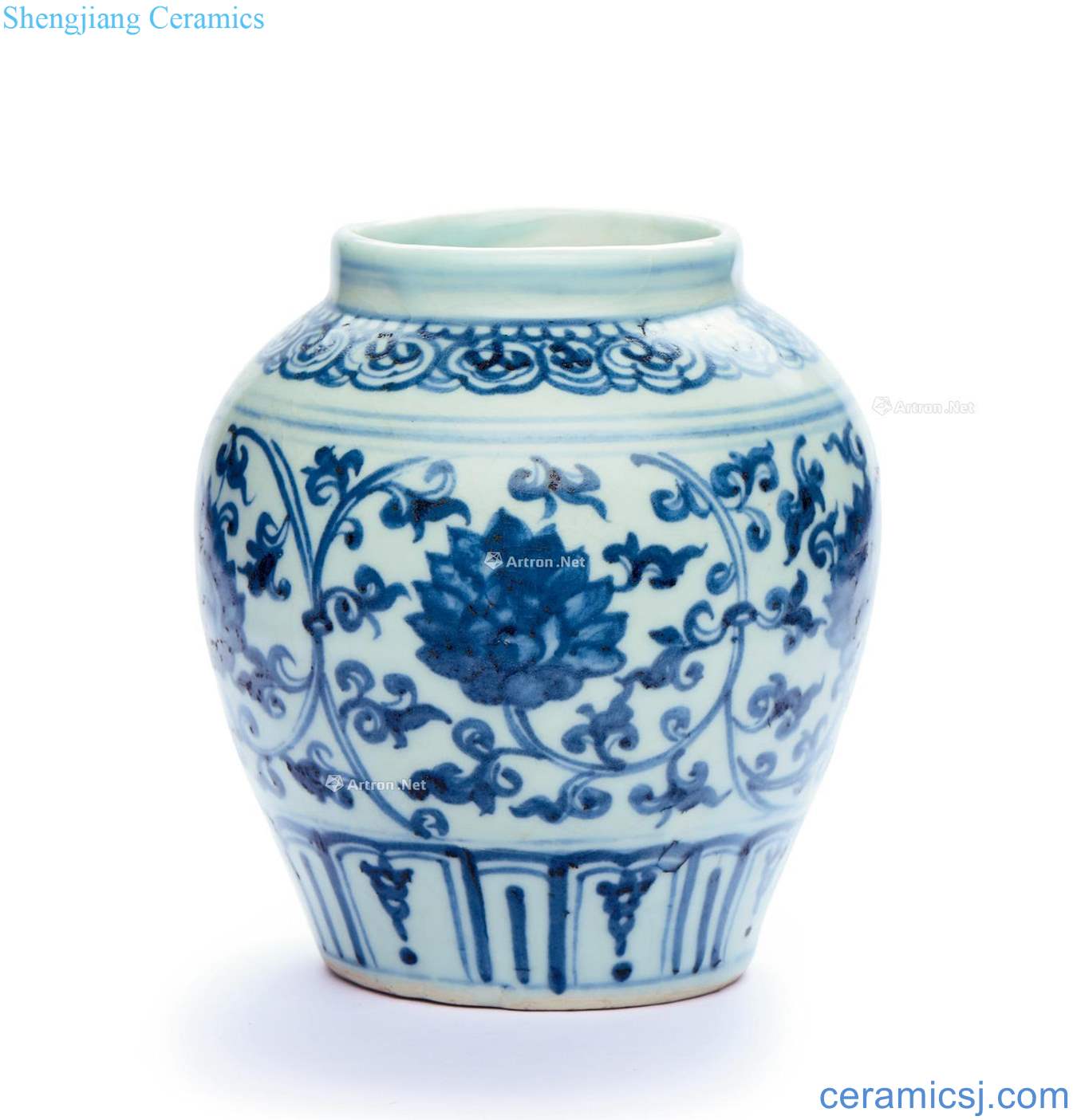 Blue and white "lotus flower" grain MingZhengDe cans